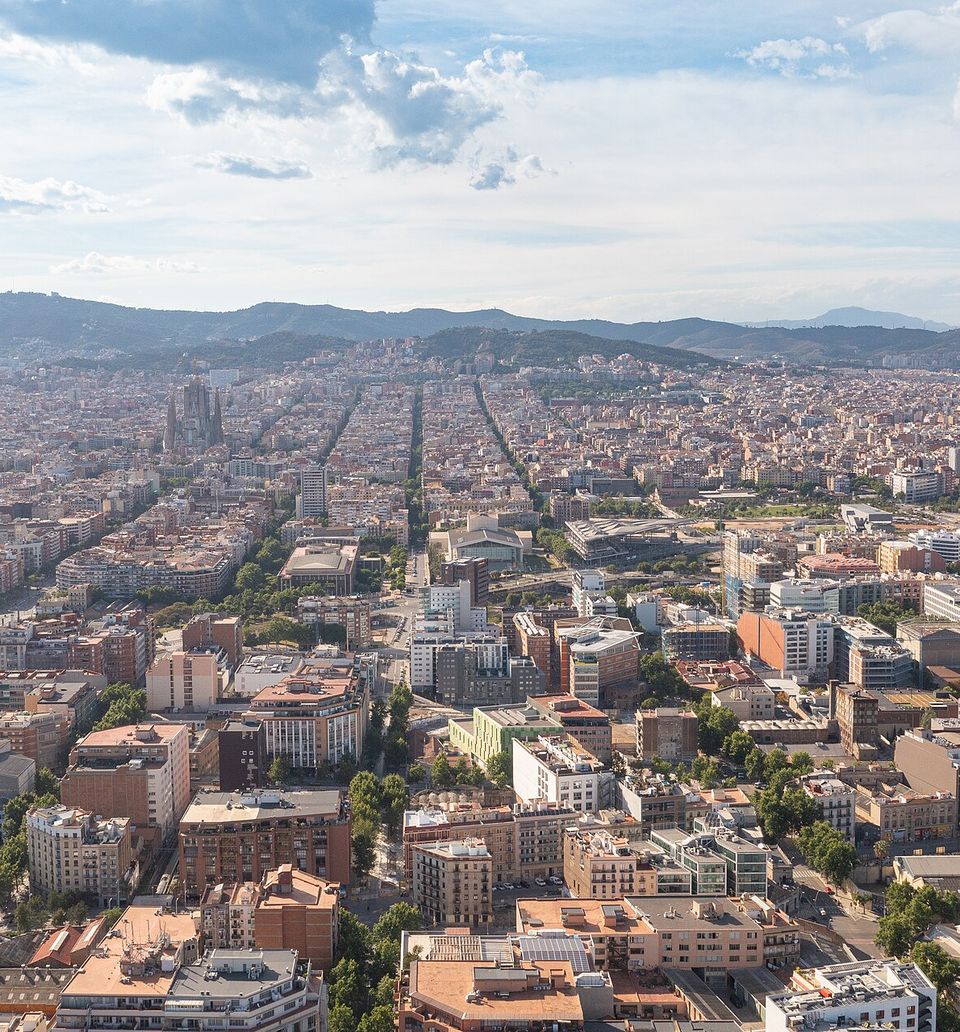 Aerial view of La Sagrada Familia, Barcelona, Spain