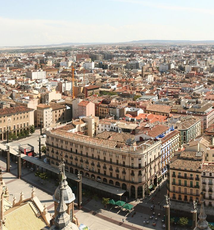 Panorama of Zaragoza from the top of the cathedral